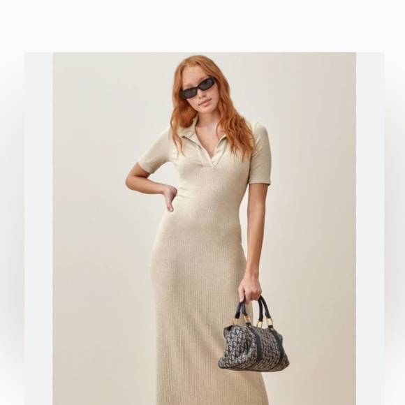 Reformation Brown Ribbed Maxi Dress Size M - Picture 2 of 6